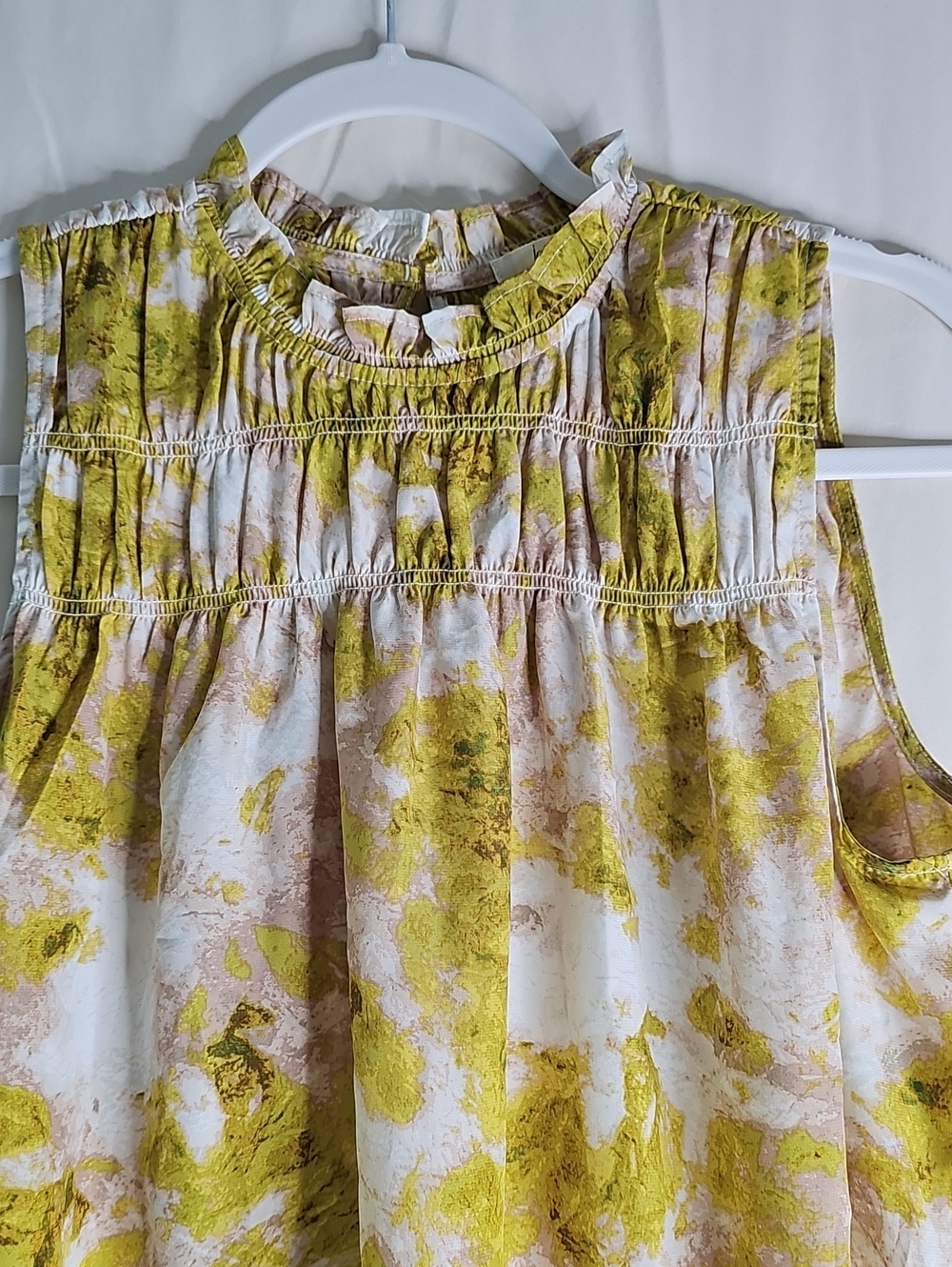 Joie Yellow Floral Smocked Sleeveless Top - Picture 2 of 7